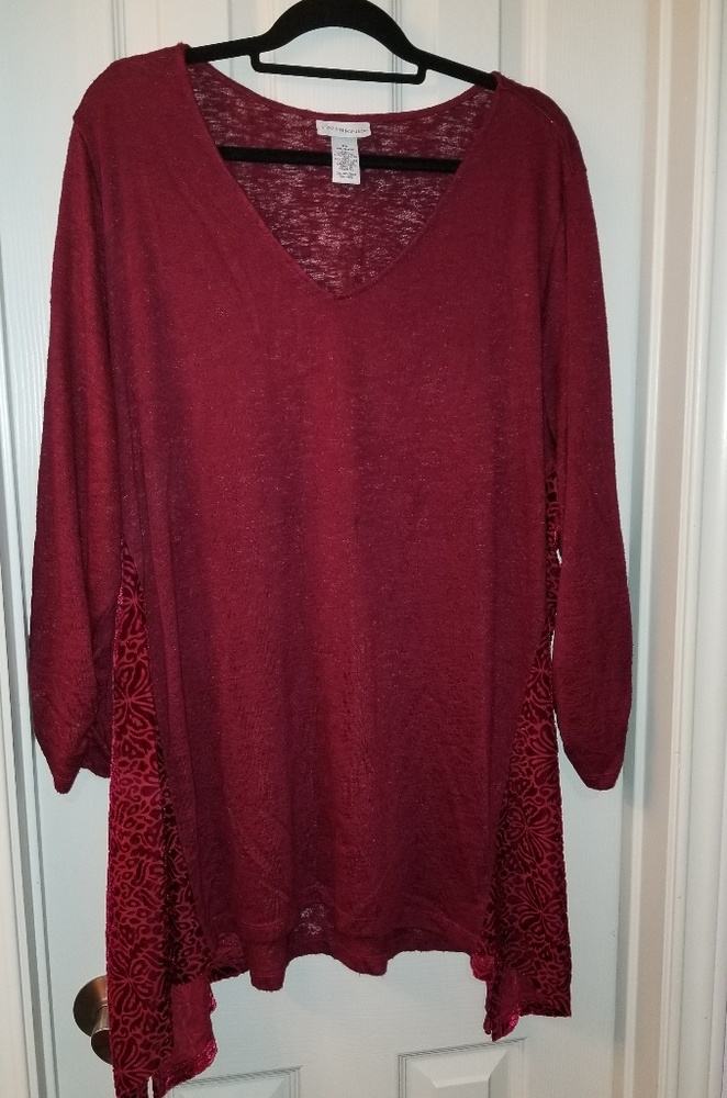 Catherine's sweater with velvet side panels